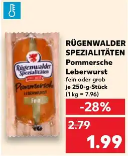 Kaufland RÜGENWALDER SPEZIALITÄTEN Pommersche Leberwurst Angebot