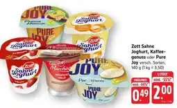 Edeka Zott Sahne Joghurt, Kaffeegenuss oder Pure Joy Angebot