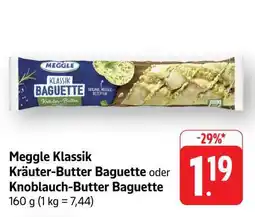Edeka Meggle Klassik Kräuter-Butter Baguette oder Knoblauch-Butter Baguette Angebot