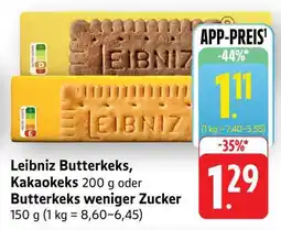 Edeka Leibniz Butterkeks, Kakaokeks oder Butterkeks weniger Zucker Angebot