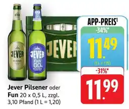 Edeka Jever Pilsener oder Fun 20 x 0,5 L Angebot