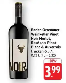 Edeka Baden Ortenauer Weinkeller Pinot Noir Merlot, Rosé oder Pinot Blanc & Auxerrois trocken Q.b.A Angebot