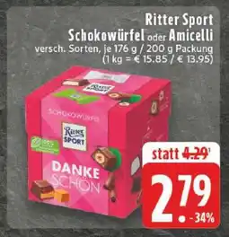 Edeka Ritter Sport Schokowürfel oder Amicelli Angebot