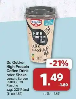 Famila Nord Ost Dr. Oetker High Protein Coffee Drink oder Shake Angebot