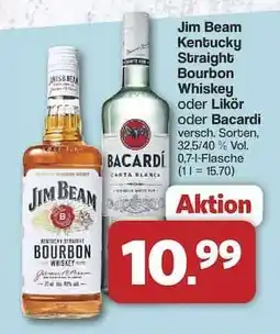 Famila Nord Ost Jim Beam Kentucky Straight Bourbon Whiskey oder Bacardi Angebot