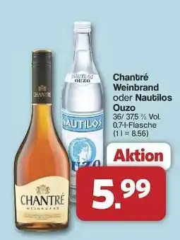 Famila Nord Ost Chantré Weinbrand oder Nautilos Ouzo Angebot