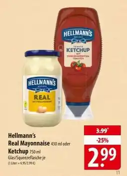 Famila Nord Ost Hellmann’s Real Mayonnaise 430 ml oder Ketchup 750 ml Angebot