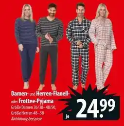 Famila Nord Ost Damen- und Herren-Flanell- oder Frottee-Pyjama Angebot