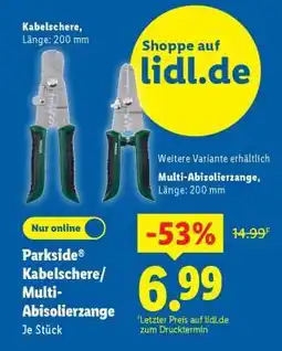 Lidl PARKSIDE Kabelschere/Multi-Abisolierzange Angebot