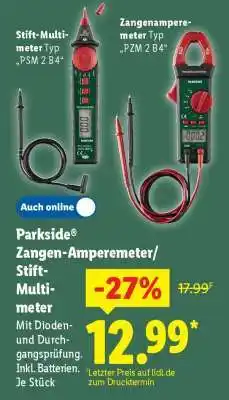 Lidl Parkside Zangen-Amperemeter/Stift-Multimeter Angebot