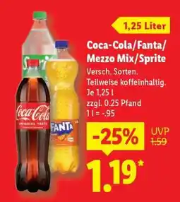Lidl Coca-Cola, Fanta, Mezzo Mix, Sprite Angebot