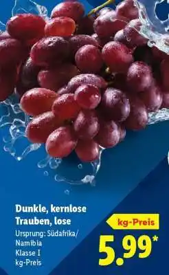 Lidl Dunkle, kernlose Trauben, lose Angebot