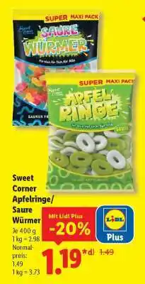 Lidl Sweet Corner Apfelringe/Saure Würmer Angebot