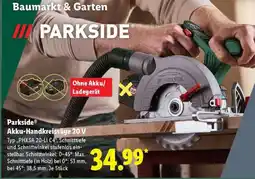 Lidl PARKSIDE Akku-Handkreissäge 20 V Angebot