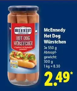 Lidl McEnnedy Hot Dog Würstchen Angebot