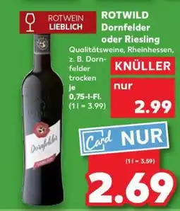 Kaufland ROTWILD Dornfelder oder Riesling Angebot