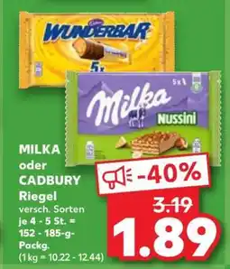 Kaufland Milka oder Cadbury Riegel Angebot