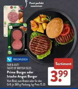 Aldi Süd Prime Burger oder Irische Angus Burger Angebot
