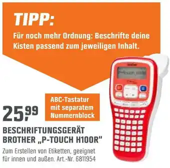 OBI Brother beschriftungsgerät „p-touch h100r“ Angebot