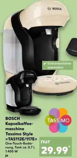 Kaufland BOSCH Kapselkaffeemaschine Tassimo Style TAS112E/117E Angebot