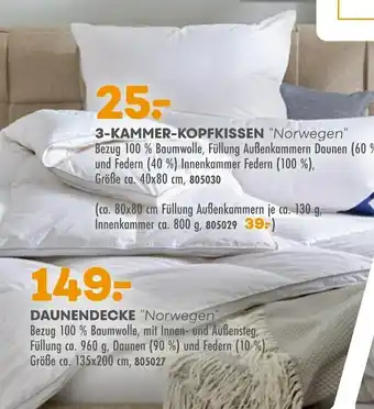 Möbel Kraft Heidelberger 3-kammer-kopfkissen oder daunendecke "norwegen" Angebot