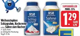 Edeka Weihenstephan Schlagrahm, Kochcreme oder Sahne zum Kochen Angebot