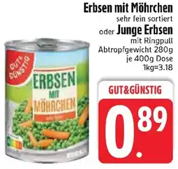 Edeka Gut & Günstig Erbsen mit Möhrchen oder Junge Erbsen Angebot