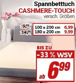 CENTERSHOP Spannbetttuch CASHMERE-TOUCH Angebot