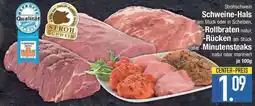 E-Center Strohschwein Schweine-Hals -Rollbraten natur, -Rücken oder -Minutensteaks Angebot