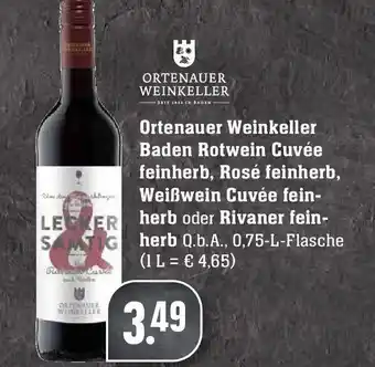 Edeka Ortenauer Weinkeller Baden Rotwein Cuvée feinherb, Rosé feinherb, Weißwein Cuvée feinherb oder Rivaner feinherb Angebot