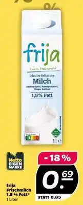 NETTO frija Frischmilch 1,5 % Fett Angebot