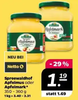 NETTO Spreewaldhof Apfelmus oder Apfelmark Angebot