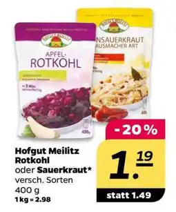 NETTO Hofgut Meilitz Rotkohl oder Sauerkraut Angebot