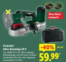 Lidl Parkside akku-bandsäge 20 v Angebot
