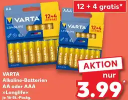 Kaufland VARTA Alkaline-Batterien AA oder AAA Longlife Angebot