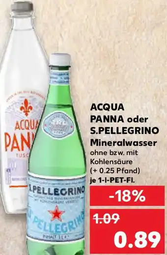 Kaufland ACQUA PANNA oder S.PELLEGRINO Mineralwasser Angebot