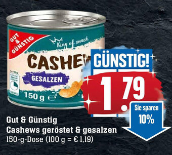 Edeka Gut & Günstig Cashews geröstet & gesalzen Angebot