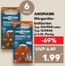 Kaufland ANSMANN Hörgeräte- batterien Typ 312/PR41 oder Typ 13/PR48 Angebot