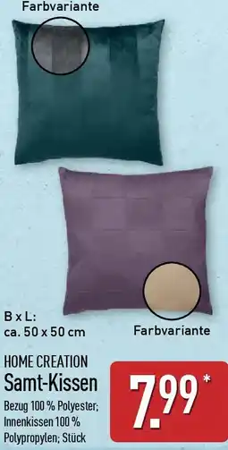 Aldi Nord HOME CREATION Samt-Kissen Angebot