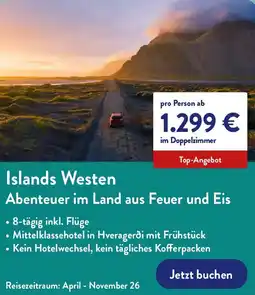Aldi Nord Islands Westen Abenteuer im Land aus Feuer und Eis Angebot