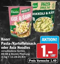 HIT Knorr Pasta-/Kartoffelsnack oder Asia Noodles Angebot