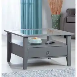 Netto Marken-Discount Inter Link Couchtisch Provence mit 1 Schublade aus Kiefer Massivholz - Grau Angebot