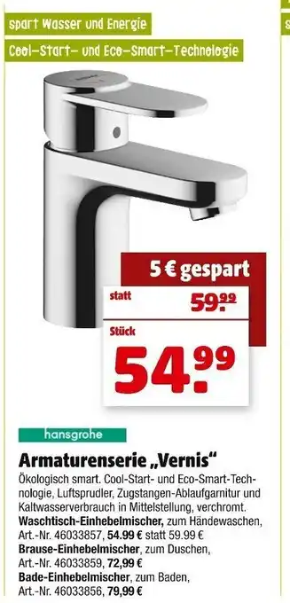 Hagebau Hansgrohe Armaturenserie Vernis Angebot