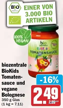 HIT biozentrale BioKids Tomatensauce und vegane Bolognese Angebot