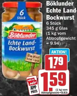 HIT Böklunder Echte Land Bockwurst Angebot