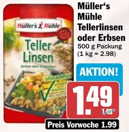 HIT Müller's Mühle Tellerlinsen oder Erbsen Angebot