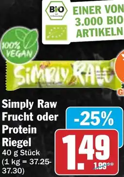 HIT Simply Raw Frucht oder Protein Riegel Angebot