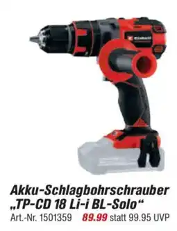 toom Baumarkt Einhell Akku-Schlagbohrschrauber ,,TP-CD 18 Li-i BL-Solo" Angebot