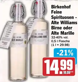 HIT Birkenhof Feine Spirituosen Alte Williams Birne oder Alte Marille Angebot