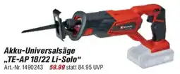 toom Baumarkt Einhell Akku-Universalsäge ,,TE-AP 18/22 Li-Solo" Angebot
